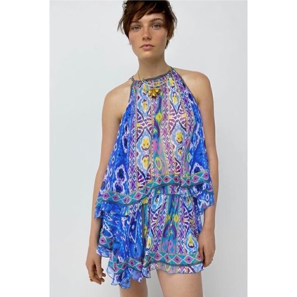 NWT Zara High Waisted Aztec Tribal Printed Asymmetric Hem Pull On Mini Skirt - Picture 7 of 16